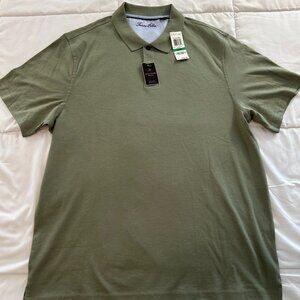 NWT Tasso Elba Mens Signature L Polo Shirt Ultra Soft Cotton Artichoke Green